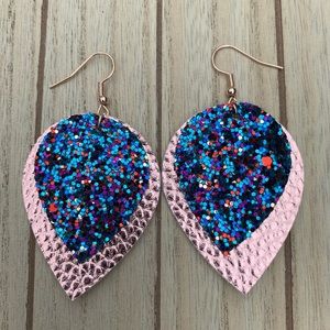 New! | Handmade Faux Leather Earrings Double